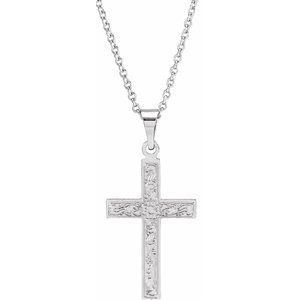 14K White 18x12 mm Cross 18" Necklace R16161:6001:P