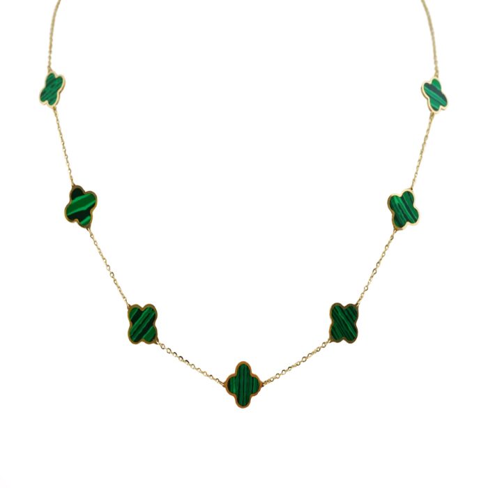 14k Green Clover Gold Necklace