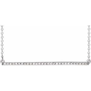 14K White 1/6 CTW Natural Diamond Bar 16-18" Necklace