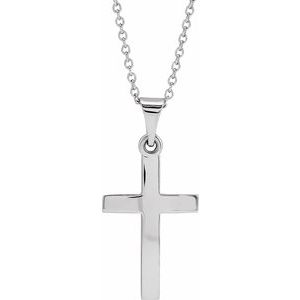 Sterling Silver Cross 18" Necklace   R41279:6012:P