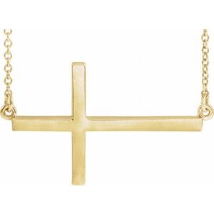 14K Yellow 28x16.2 mm Sideways Cross 16-18" Necklace R45323:1001:P