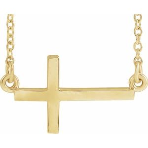 14K Yellow 17x9 mm Sideways Cross 16-18" Necklace R45323:1006:P