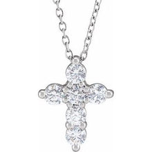 14K White 1/2 CTW Lab-Grown Diamond Cross 18