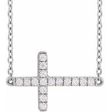 14K White 1/6 CTW Lab-Grown Diamond Sideways Cross 16-18