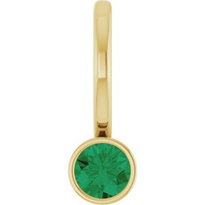 14K Yellow Lab-Grown Emerald Charm/Pendant 88105:154:P
