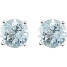 Sterling Silver 6 mm Natural Aquamarine Stud Earrings 1874:70656:P