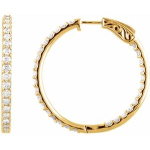 14K Yellow 3 CTW Lab-Grown Diamond Inside-Outside 34.5 mm Hinged Hoop Earrings 650183:LG624:P