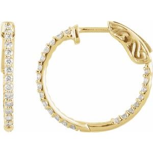 14K Yellow 1 CTW Natural Diamond Inside-Outside 26.5 mm Hinged Hoop Earrings 650183:120:P