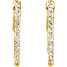 14K Yellow 1 CTW Natural Diamond Inside-Outside 26.5 mm Hinged Hoop Earrings 650183:120:P