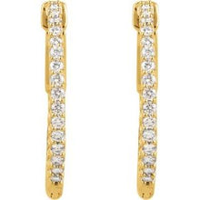14K Yellow 3/4 CTW Lab-Grown Diamond Inside-Outside 23 mm Hinged Hoop Earrings 650183:LG616:P