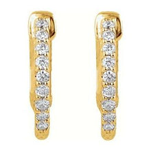 14K Yellow 1/4 CTW Natural Diamond Inside-Outside 14.5 mm Hinged Hoop Earrings 650183:114:P