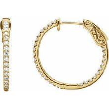 14K Yellow 3/4 CTW Lab-Grown Diamond Inside-Outside 23 mm Hinged Hoop Earrings 650183:LG616:P