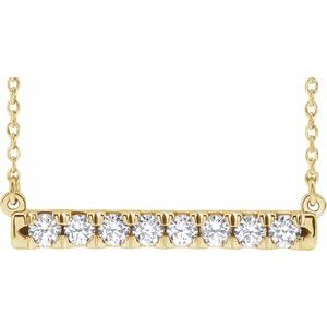 14K Yellow 1/2 CTW Lab-Grown Diamond French-Set Bar 18" Necklace 86969:LG606:P