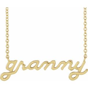 14K Yellow Lowercase Script Granny 18" Necklace 88061:113:P