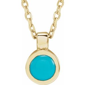 14K Yellow Natural Turquoise Bezel-Set 16-18" Necklace 23481:1000172:P