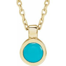 14K Yellow Natural Turquoise Bezel-Set 16-18