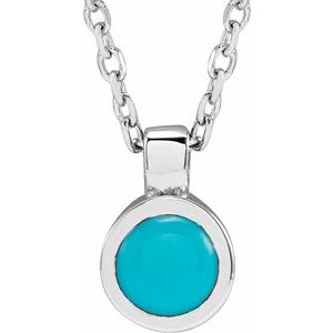 Sterling Silver Natural Turquoise Bezel-Set 16-18" Necklace 23481:624:P
