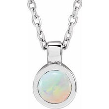 Sterling Silver Natural White Opal Bezel-Set 16-18
