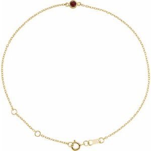 14K Yellow Natural Mozambique Garnet Bezel-Set Solitaire 6 1/2-7 1/2" Bracelet BRC808:113:P