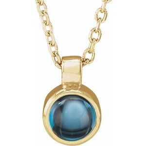 14K Yellow Natural London Blue Topaz Bezel-Set 16-18" Necklace 23481:616:P