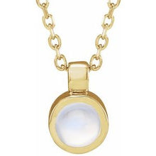 14K Yellow Natural Rainbow Moonstone Bezel-Set 16-18