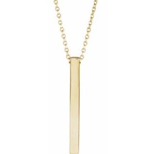 14K Yellow Engravable Four-Sided Bar 16-18" Necklace 87619:123:P