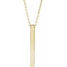 14K Yellow Engravable Four-Sided Bar 16-18