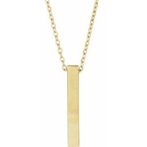 14K Yellow Engravable Four-Sided Bar 16-18" Necklace 87619:117:P
