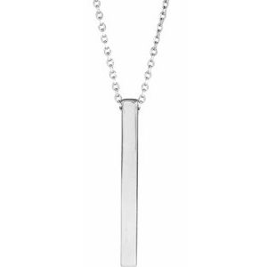 Sterling Silver Engravable Four-Sided Bar 16-18" Necklace 87619:120:P