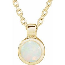 14K Yellow Natural White Opal Bezel-Set 16-18