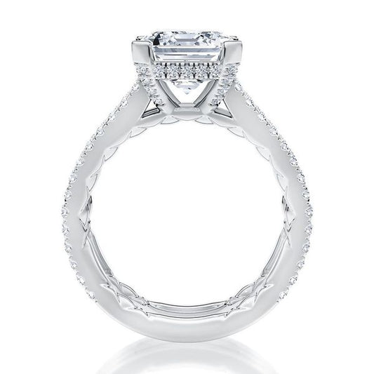A.Jaffe Engagement Rings Three Row Diamond Flat Tab Emerald Cut Center Diamond Engagement Ring  MECEC2872Q/400