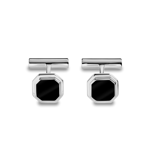 Octagonal Onyx Inlay Cufflinks S1820314380-1-StrlngSil-OS-THA