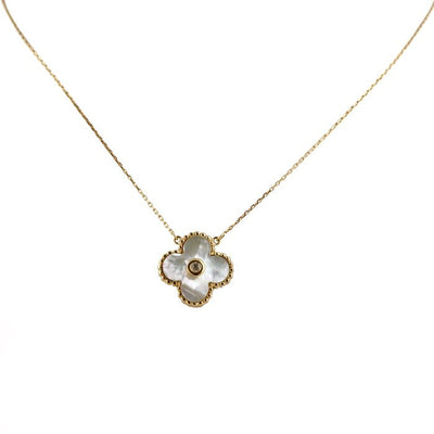 14k White Flower Gold Necklace