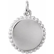 Sterling Silver Engravable Beaded Disc Pendant 86472:109:P