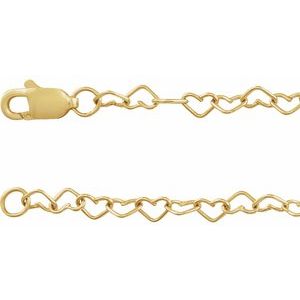 14K Yellow Gold-Filled 3.2 mm Heart 7" Chain CH1207:126:P