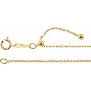 14K Yellow Gold-Filled 1.1 mm Adjustable Cable 16-22" Chain CH1085:100:P