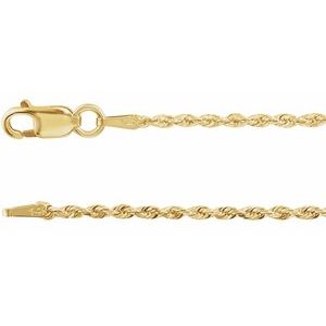 14K Yellow 1.3 mm Diamond-Cut Rope Rope 7" Chain CH947:101:P