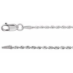 Rhodium-Plated Sterling Silver 1.3 mm Diamond-Cut Rope 16" Chain CH947:RP70000:P