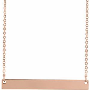 18K Rose Gold-Plated Sterling Silver Engravable Bar 18" Necklace 87363:207:P