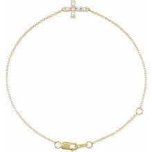 14K Yellow 1/8 CTW Rose-Cut Natural Diamond Sideways Cross 6 1/2-7 1/2