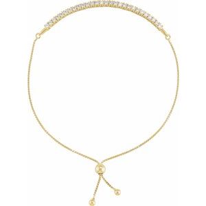 14K Yellow 1 CTW Lab-Grown Diamond Bolo 9 1/2" Bracelet BRC894:LG600:P