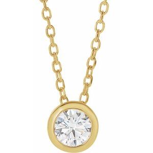 14K Yellow 1/4 CT Natural Diamond Bezel-Set 16-18" Necklace 88111:112:P