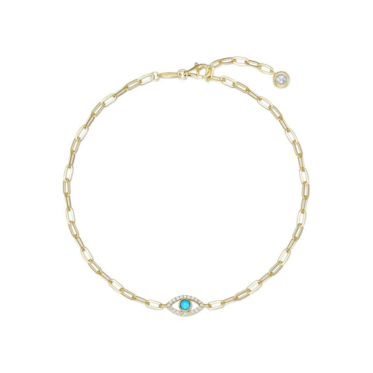 Evil Eye Paperclip Anklet