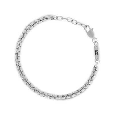 STEEL & BARNETT Boxed 4mm Chain Bracelet Silver Adjustable B-BOX01-40E50U-TU