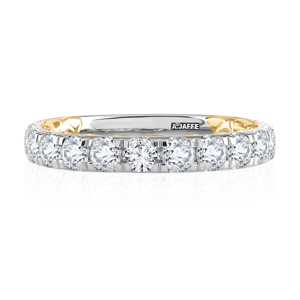 A.Jaffe Wedding Bands Two Tone Diamond Wedding Band with Signature A.JAFFE Quilts Interior MRCRD2348Q/160