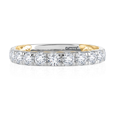 A.Jaffe Wedding Bands Two Tone Diamond Wedding Band with Signature A.JAFFE Quilts Interior MRCRD2348Q/160