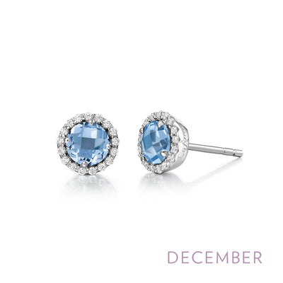 Lafonn Birthstone Round December Blue Topaz Earring BE001BTP00