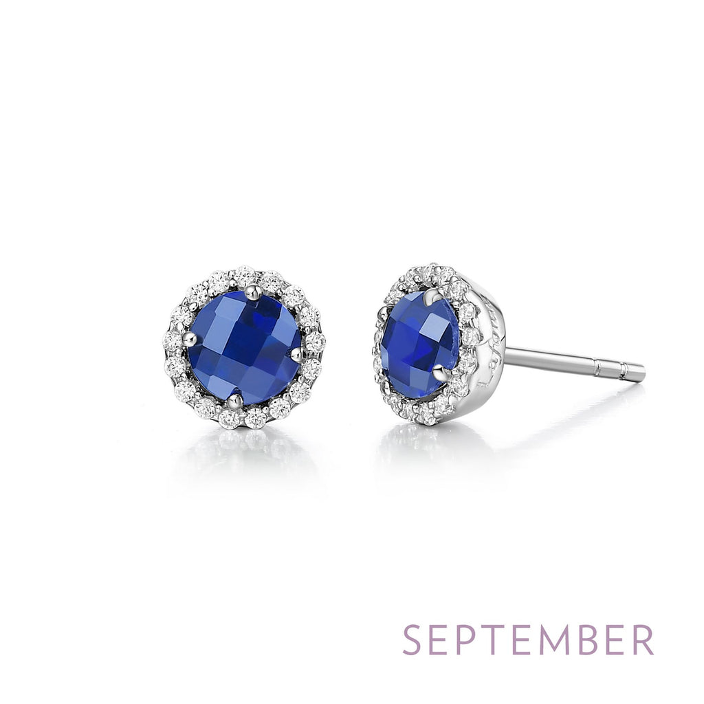 Lafonn Birthstone Round September Sapphire Earring BE001SAP00