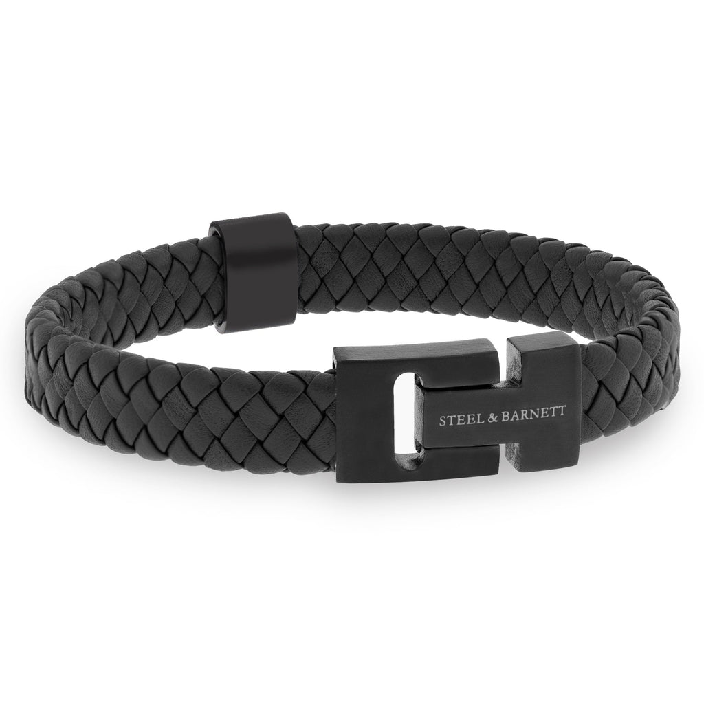 STEEL & BARNETT Black Edition Leather Bracelet Harrison LBH007-55E-70U-S