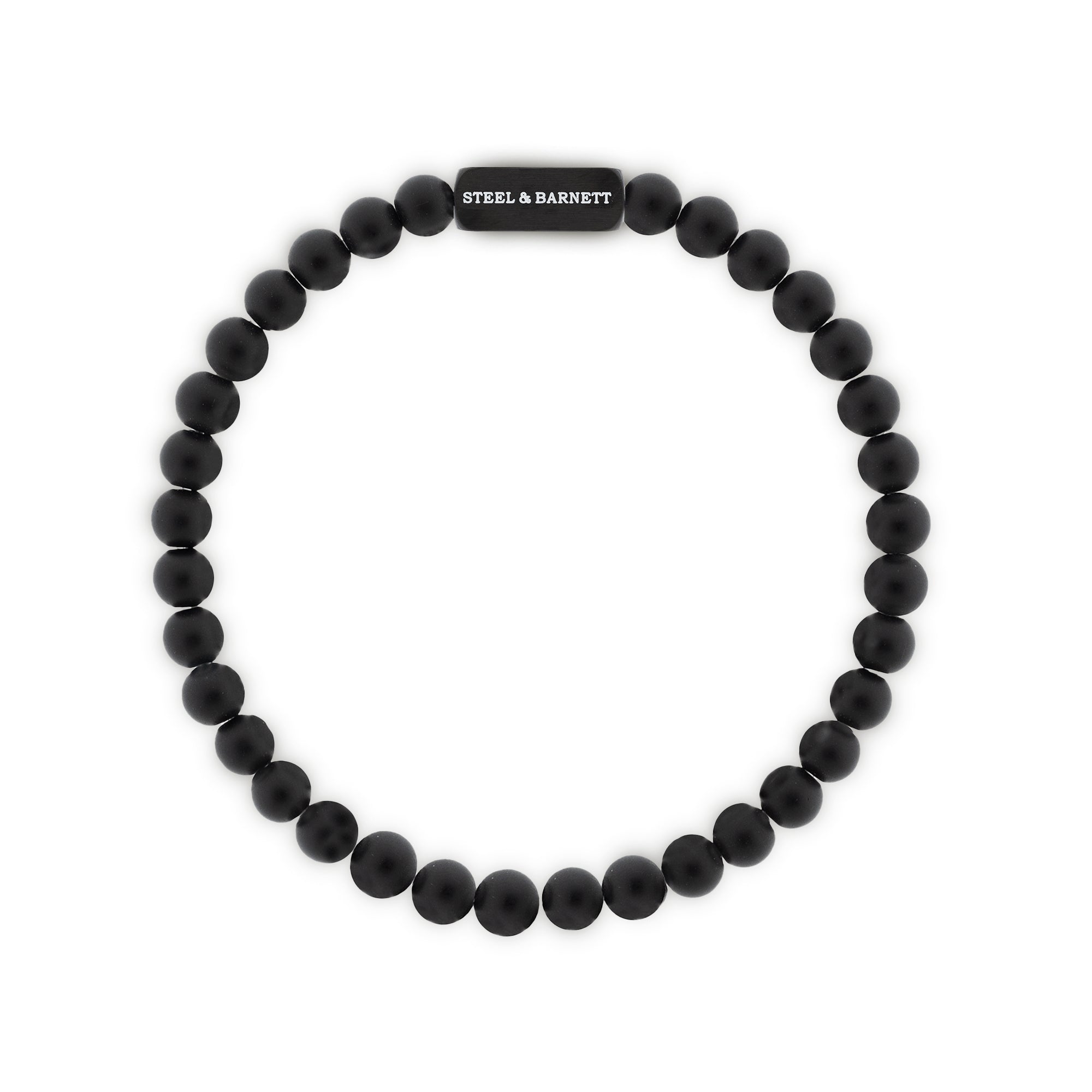 STEEL & BARNETT Black Edition 6mm Round Gemstone Bracelet Natural Ned BEB/002S